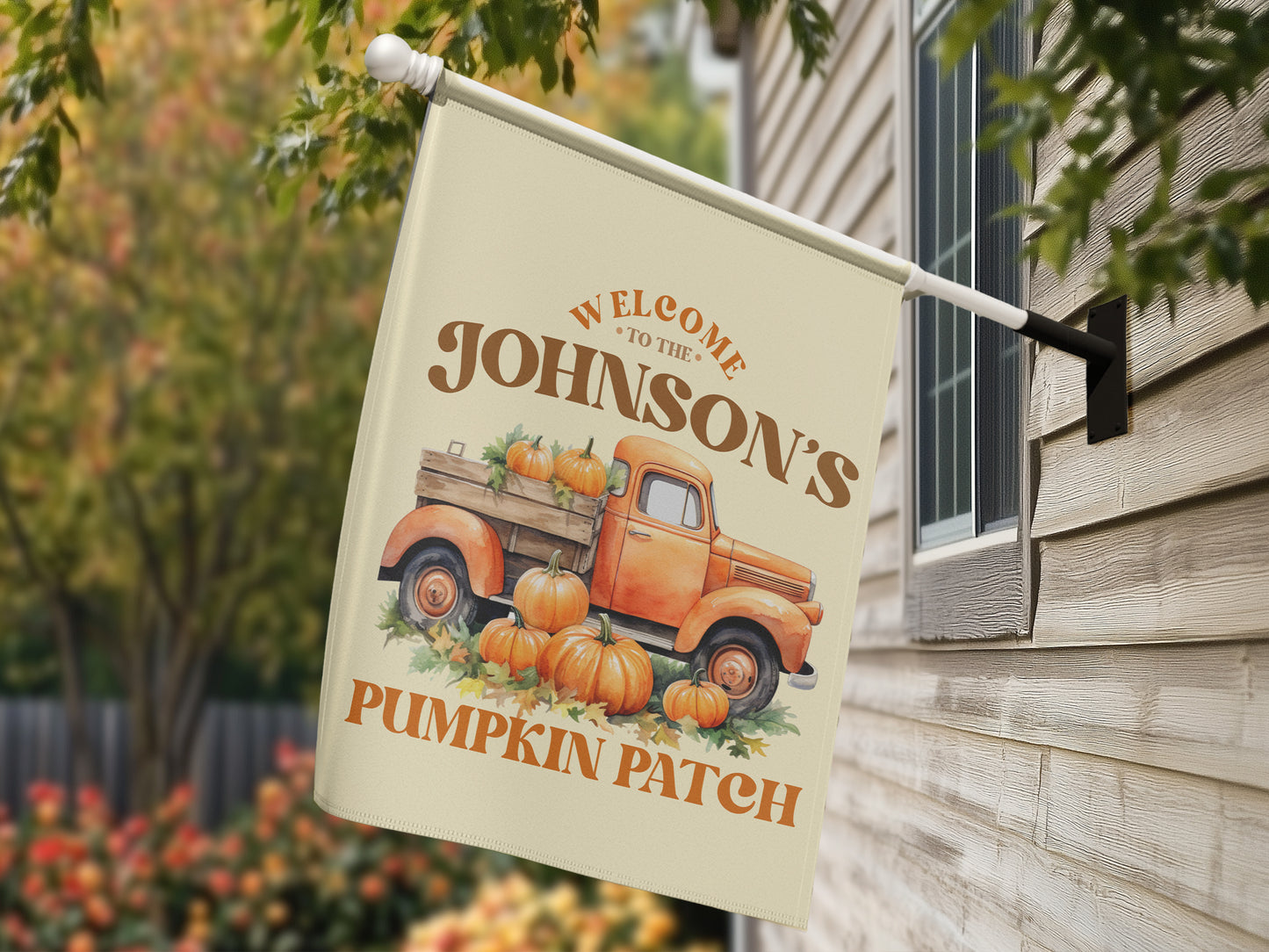 Welcome to the Pumpkin Patch Personalized Autumn Fall Family Garden Porch Flag