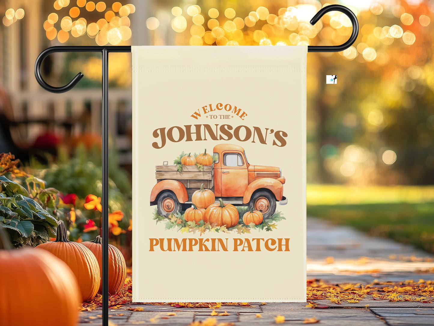 Welcome to the Pumpkin Patch Personalized Autumn Fall Family Garden Porch Flag