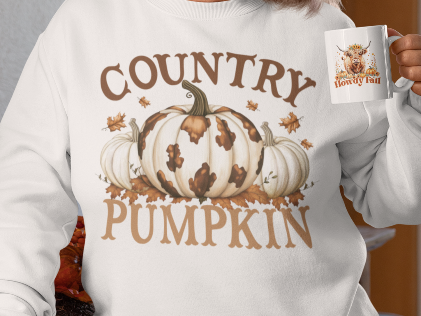 Womens Fall Sweatshirt Country Pumpkin