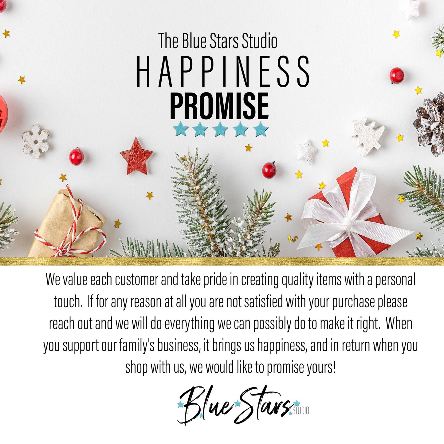 the blue stars studio has a special message for customers