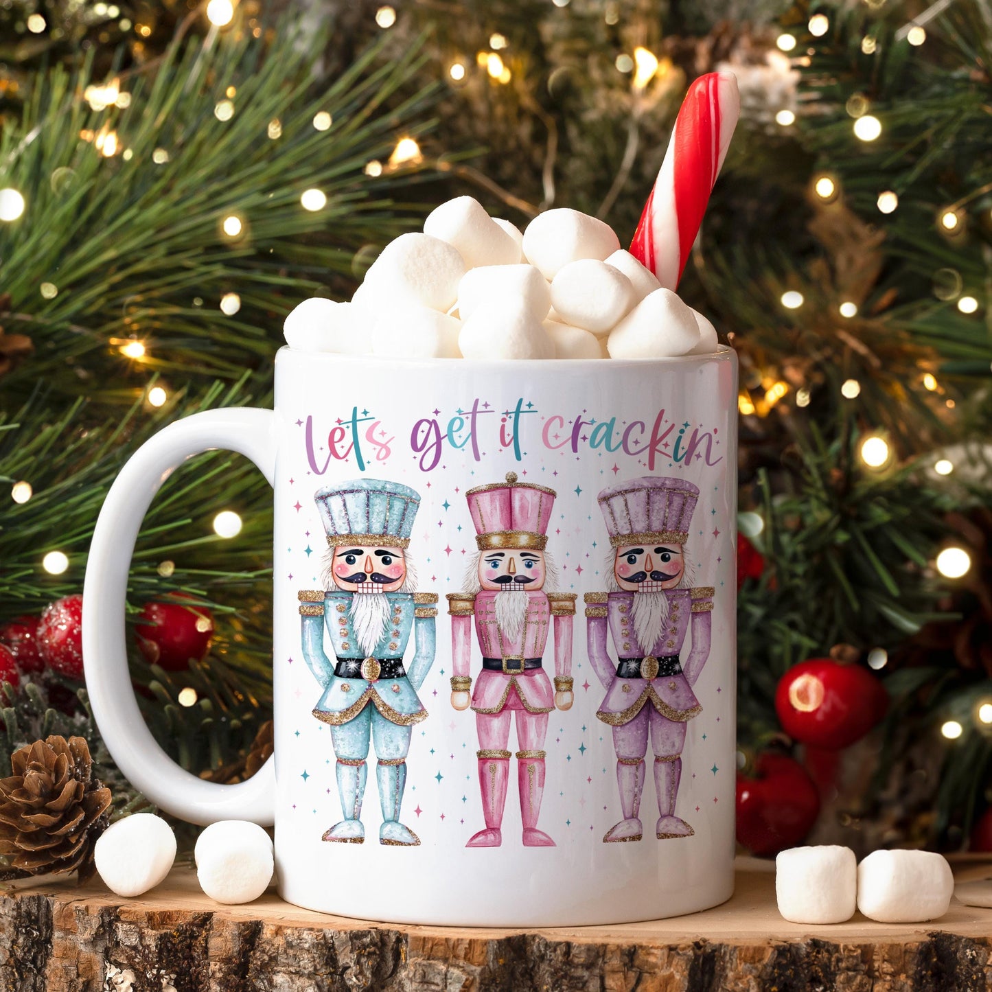 Funny Christmas Coffee Mug, Lets Get it Crackin Nutcracker Cup