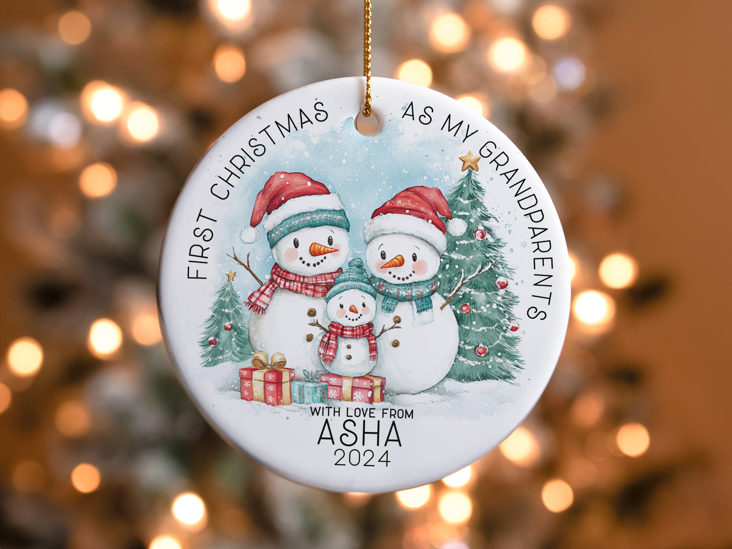 Personalized 1st Christmas As My Grandparents , Christmas Snowman