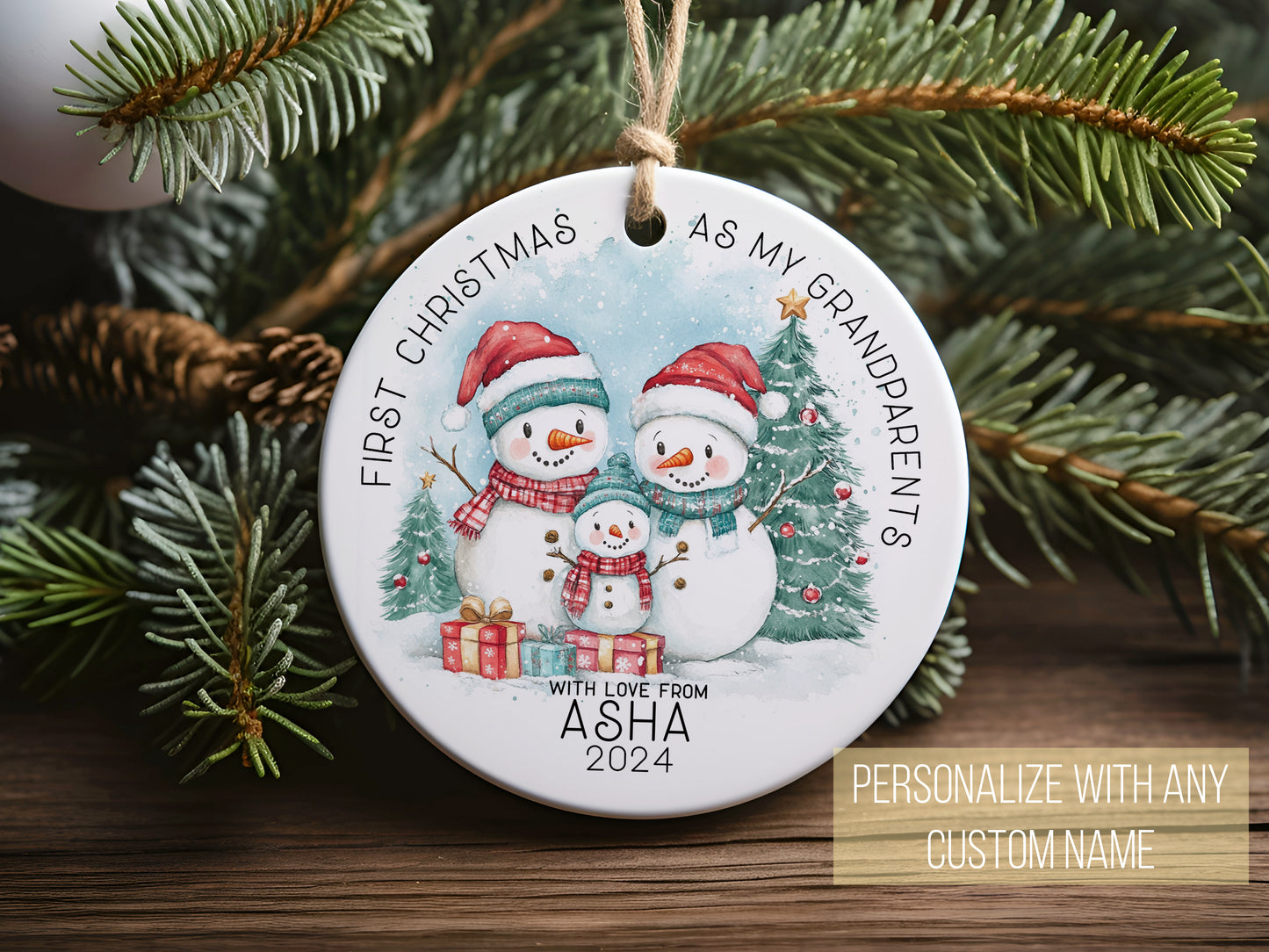 Personalized 1st Christmas As My Grandparents , Christmas Snowman