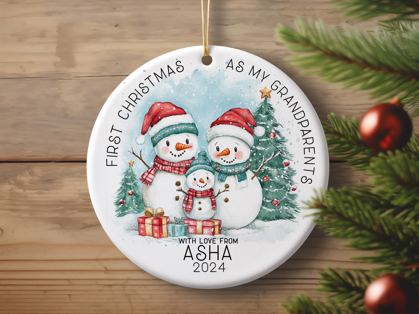 Personalized 1st Christmas As My Grandparents , Christmas Snowman
