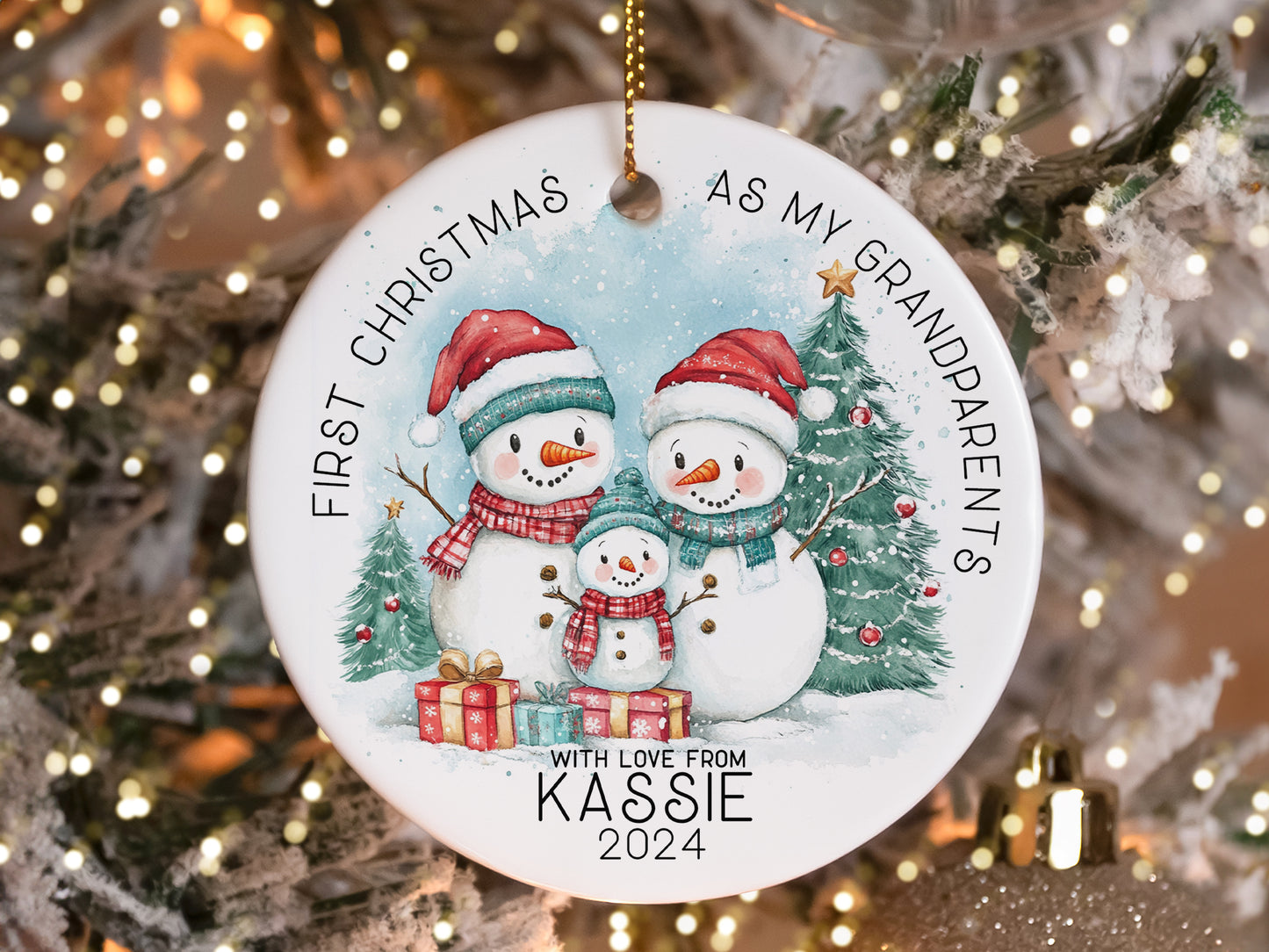Personalized 1st Christmas As My Grandparents , Christmas Snowman