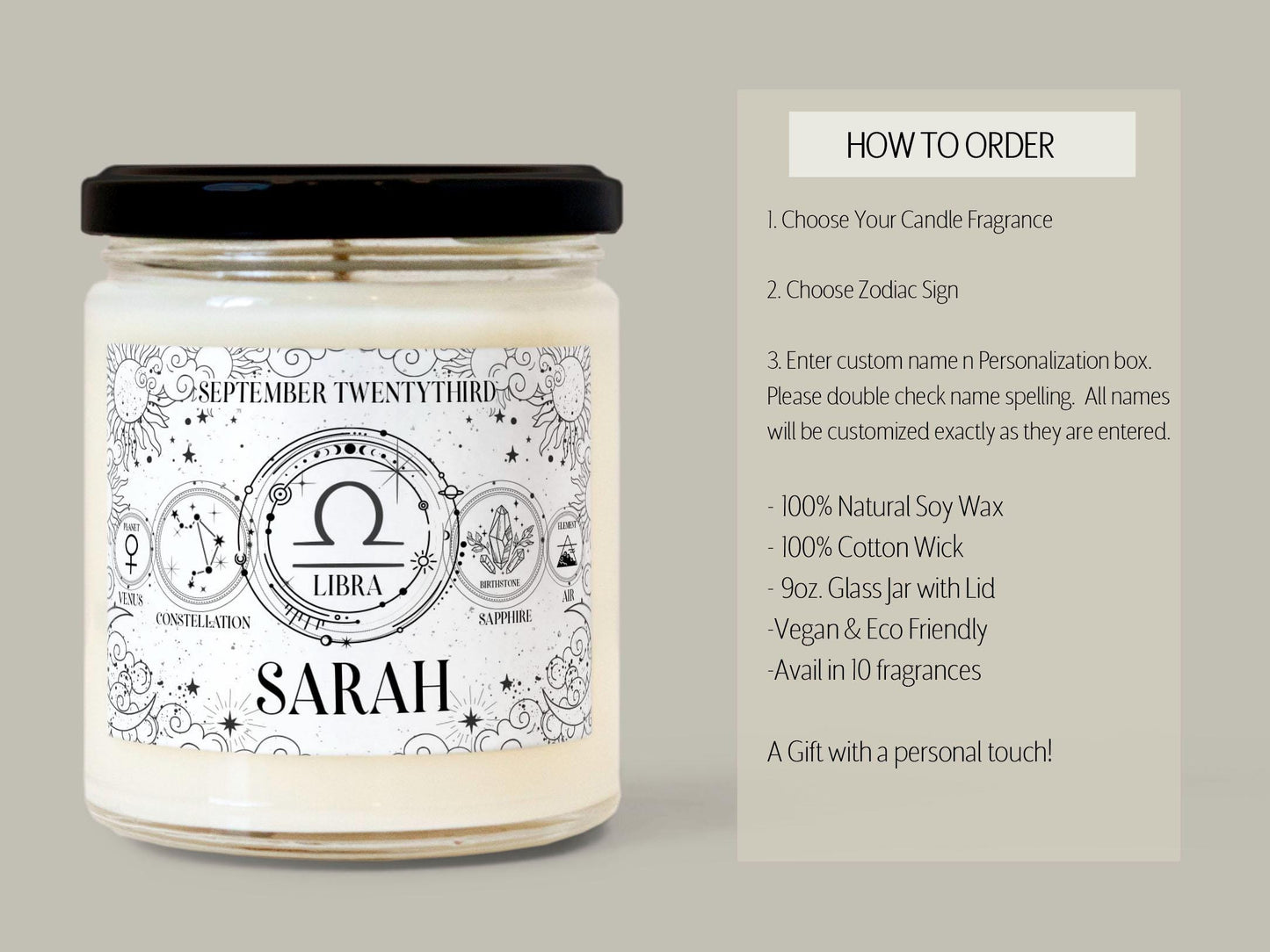 Personalized Birthdate Candle, Zodiac Sign Candle