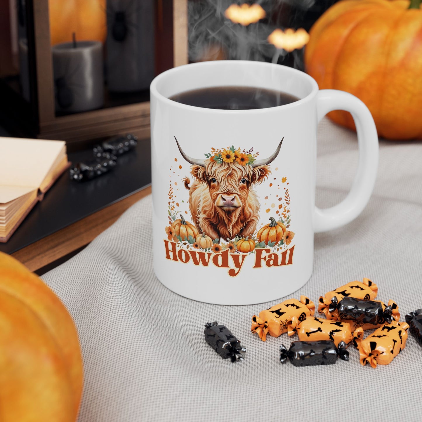 Howdy Fall Coffee Mug, Highland Cow Coffee Cup