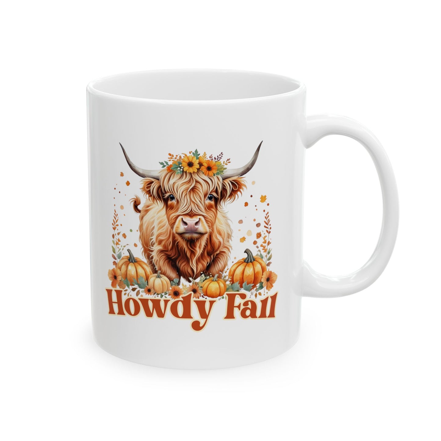 Howdy Fall Coffee Mug, Highland Cow Coffee Cup