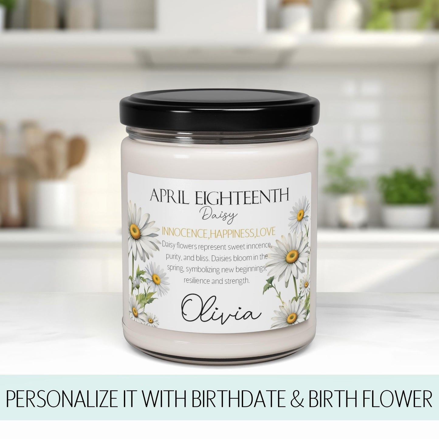 Birthdate Candle, Personalized Birth Flower Candle Gifts