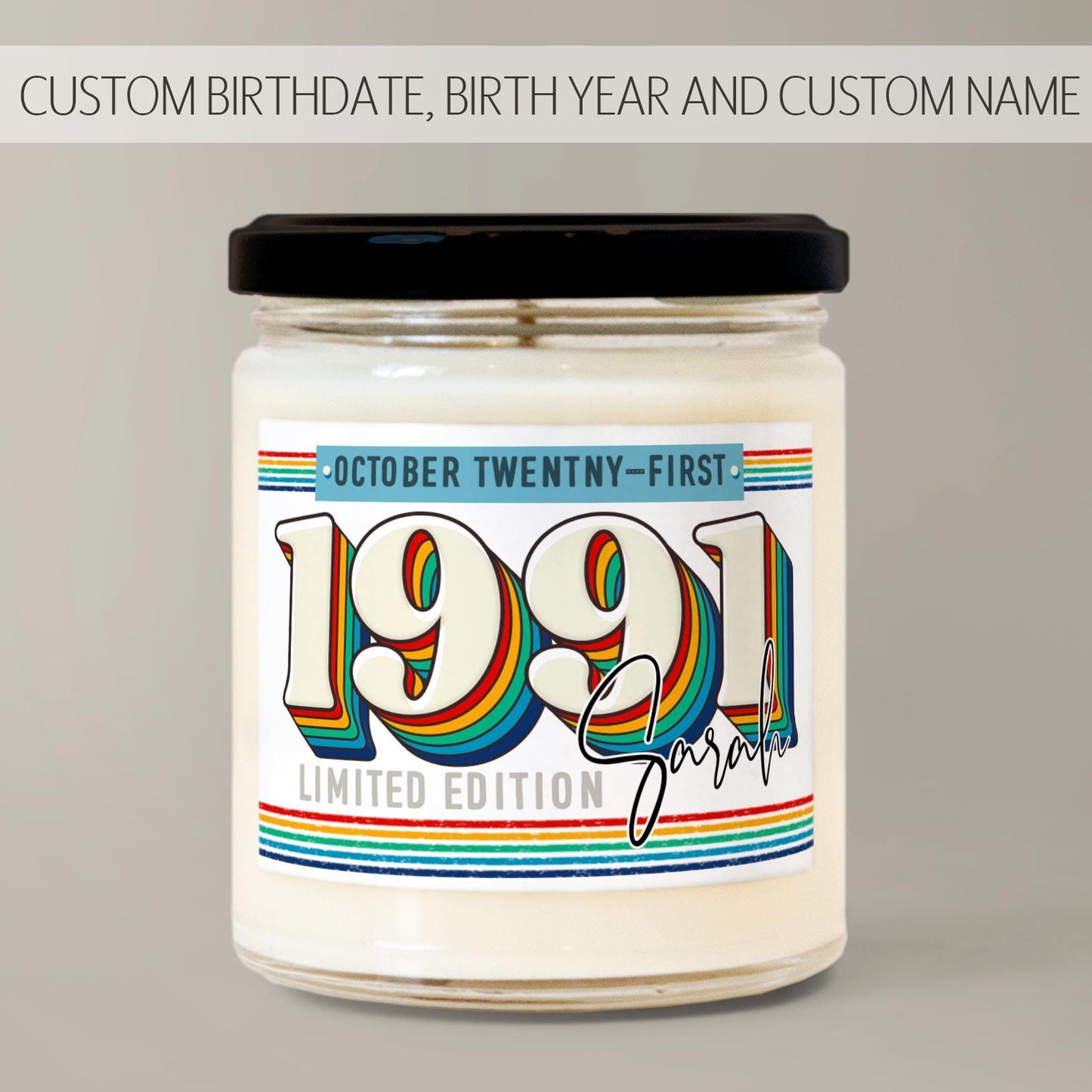 Custom Birthdate Birth Year Candle , Personalized Candle