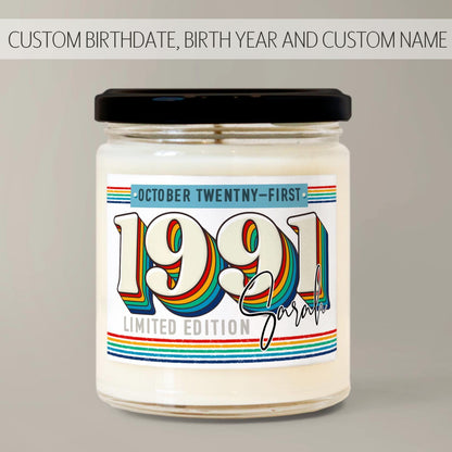 Custom Birthdate Birth Year Candle , Personalized Candle