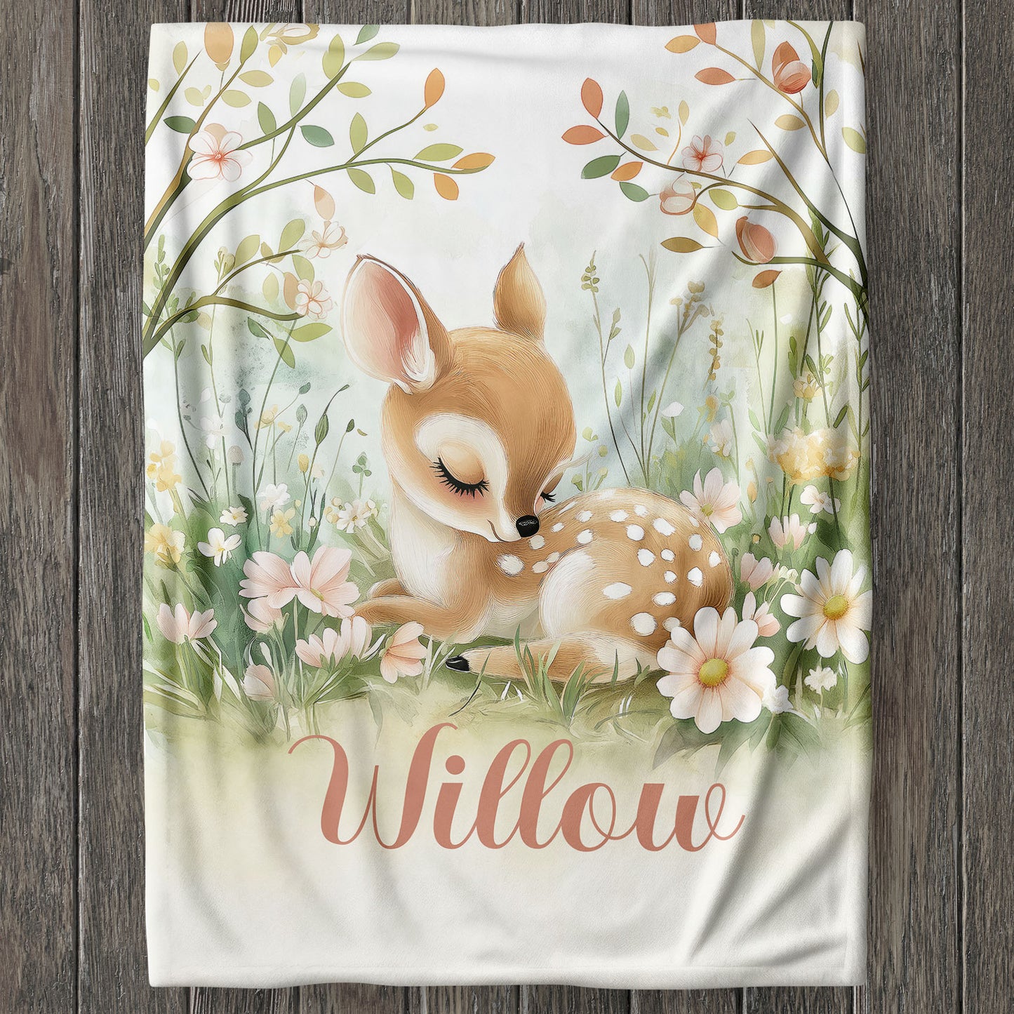 Custom Childrens Blanket, Personalized Blanket with Name , Baby Deer