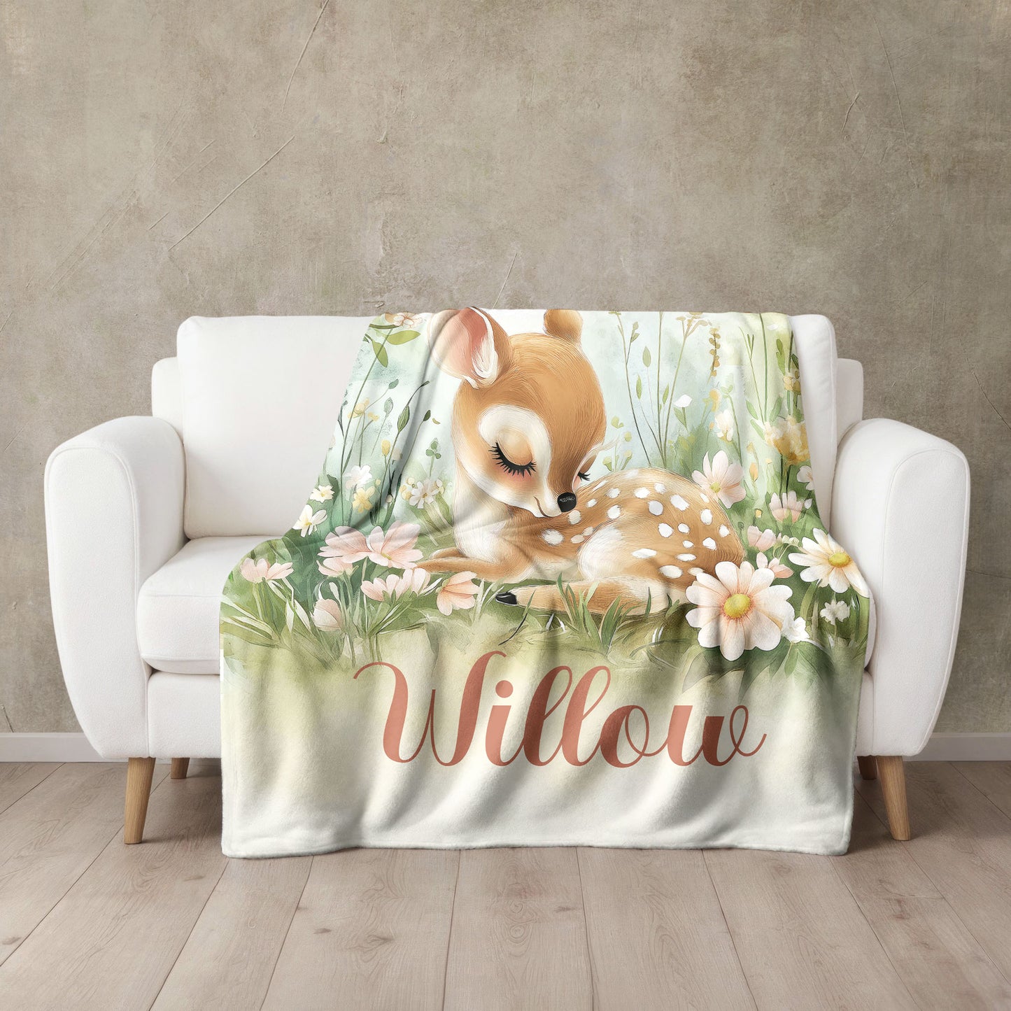 Custom Childrens Blanket, Personalized Blanket with Name , Baby Deer