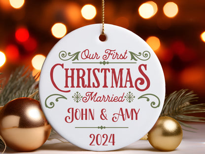 Personalized 1st Christmas Married Ornament