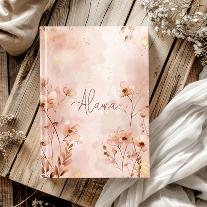 Blush Blossoms Personalized Custom Hardcover Journal