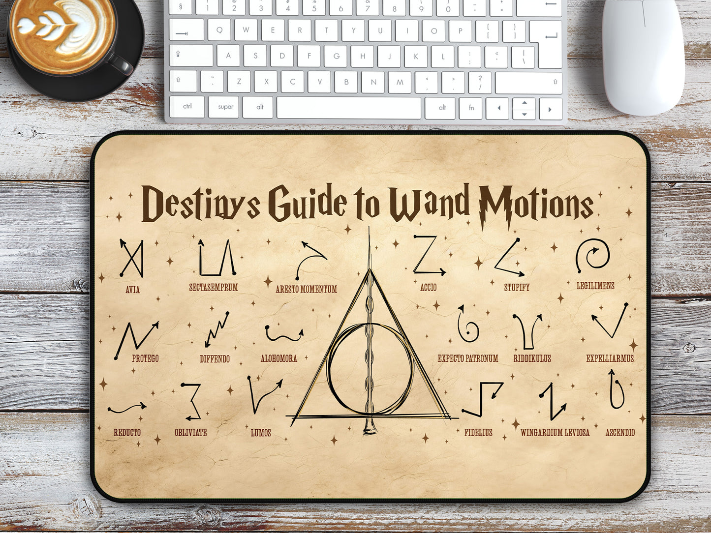 Personalized Wizards Spells Desk Mat,  Wizarding Gamer, Work or Home Office Desktop Mouse Pad , Magic Desk Pad