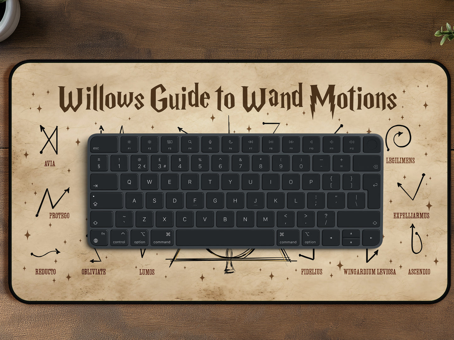 Personalized Wizards Spells Desk Mat,  Wizarding Gamer, Work or Home Office Desktop Mouse Pad , Magic Desk Pad