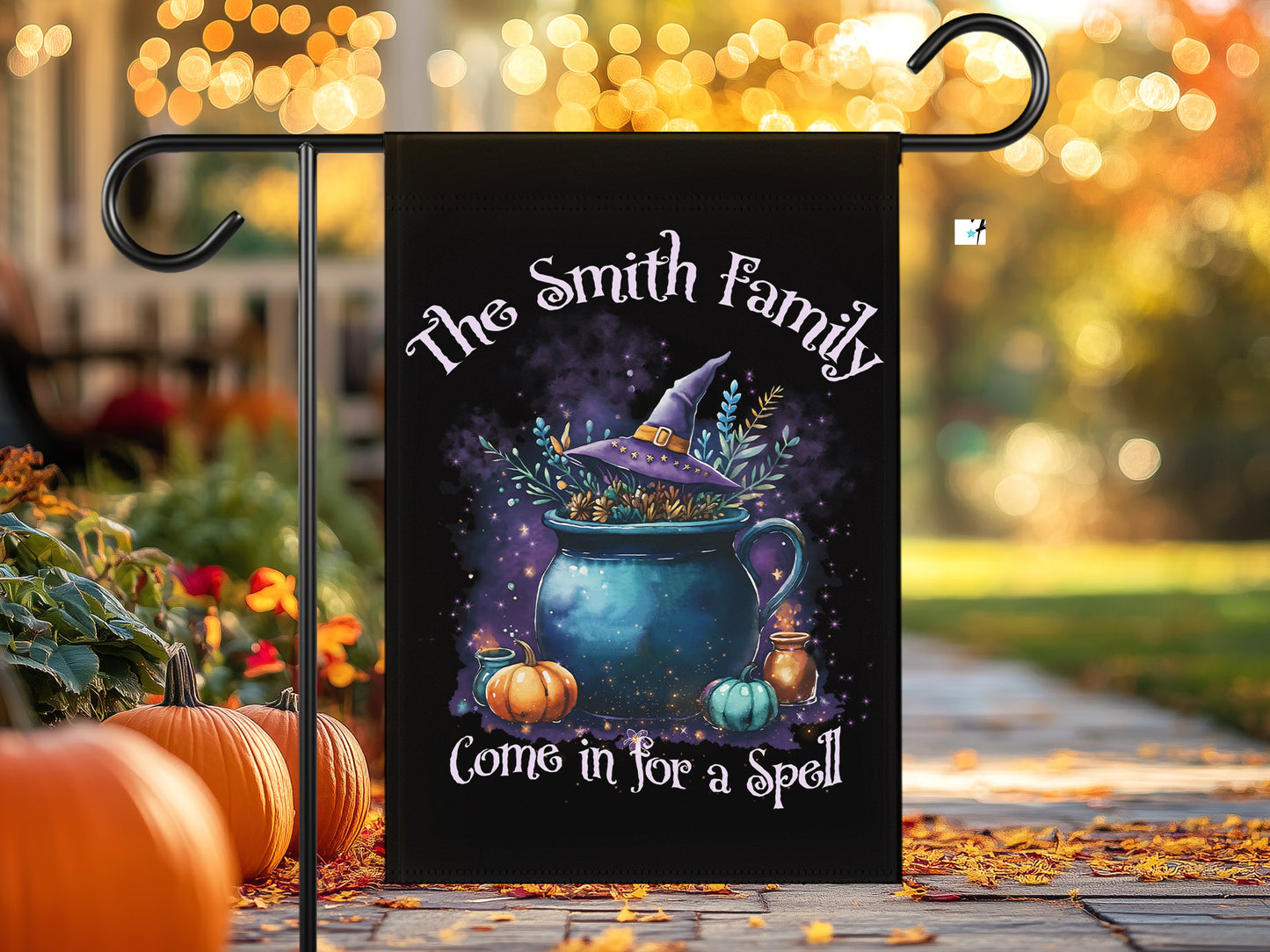 Stay a Spell Personalized Halloween Garden Flag