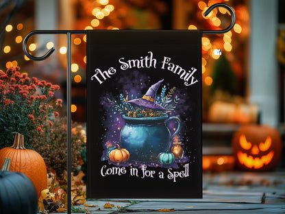 Stay a Spell Personalized Halloween Garden Flag