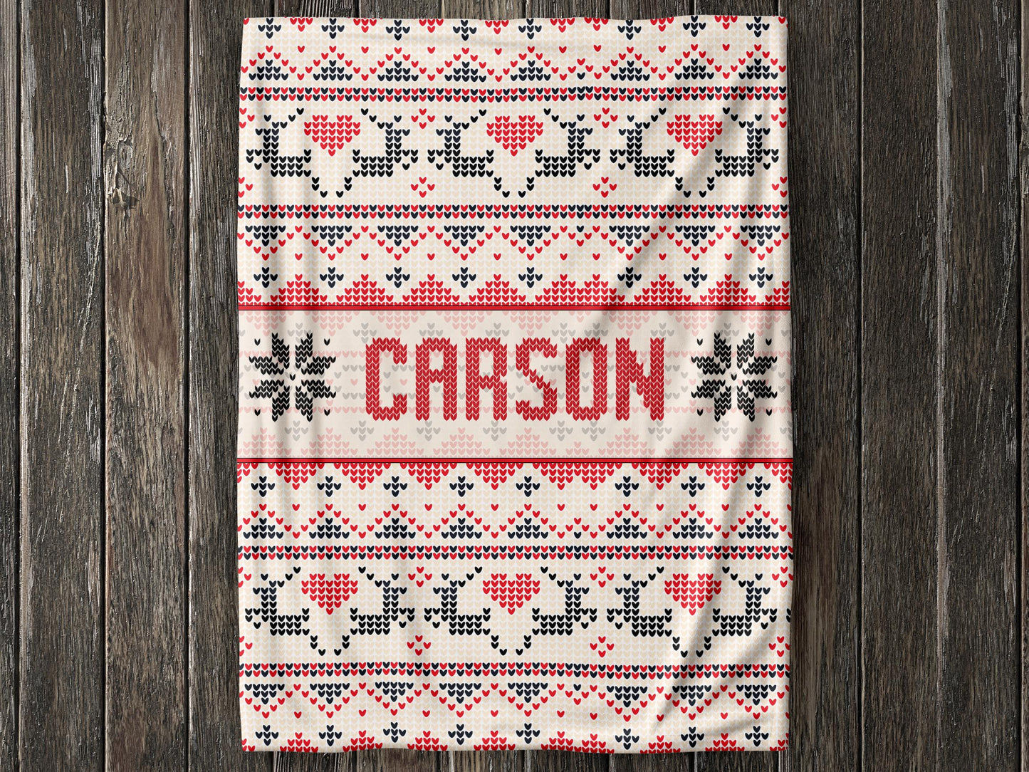 Custom Christmas Blanket, Personalized Ugly Christmas Sweater Style Blanket