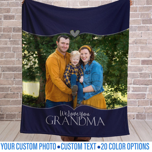 Custom Photo Blanket, Personalized Photo Blanket with Custom Text and Your Photo - Color Options