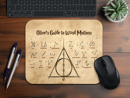 Personalized Wizards Spells Desk Mat,  Wizarding Gamer, Work or Home Office Desktop Mouse Pad , Magic Desk Pad