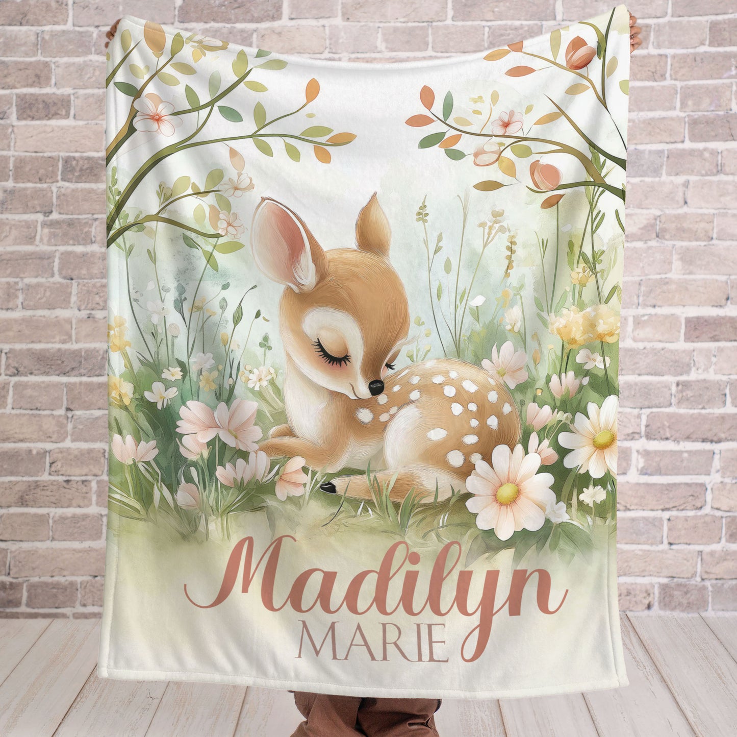 Custom Childrens Blanket, Personalized Blanket with Name , Baby Deer