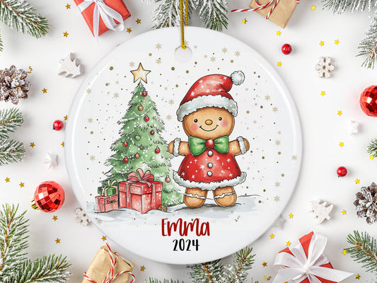 Custom Personalized Christmas Ornament, Girl Gingerbread