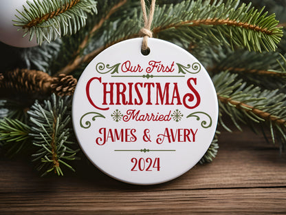 Personalized 1st Christmas Married Ornament