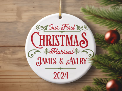 Personalized 1st Christmas Married Ornament